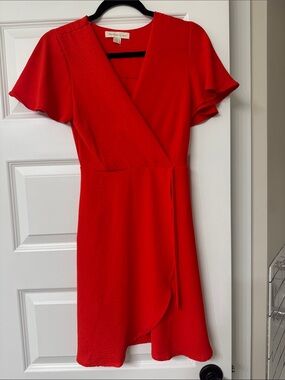 Women’s Orange Red Wrap Dress Mini